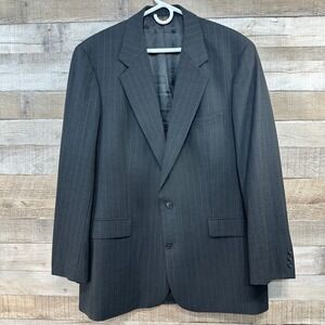 Brooks Brothers Brooksease Mens 43L Charcoal Gray Pinstripe Wool Blazer Jacket